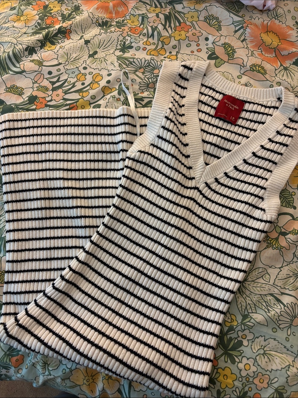 Striped Knit Dress - Black & White
